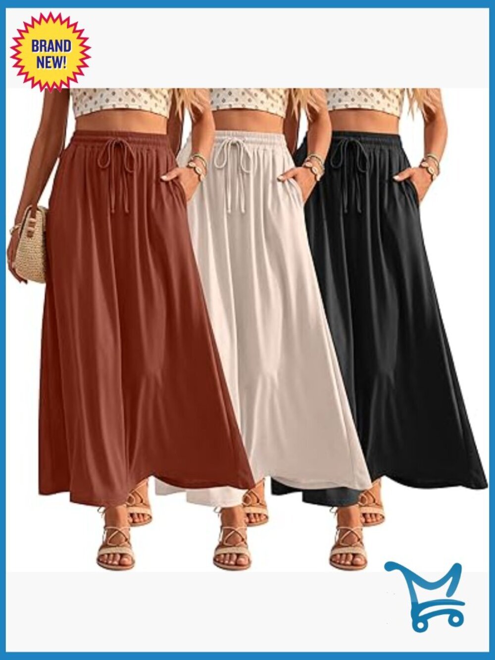 3 Pack Maxi Long Skirts Ankle Length A Line Elastic High Waist Summer Skirts